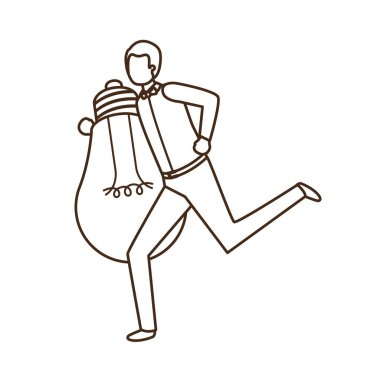 Ampul avatar karakter ile işadamı