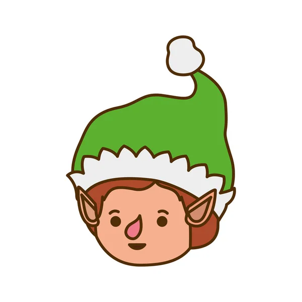 Elves head with hat avatar character — Stock Vector