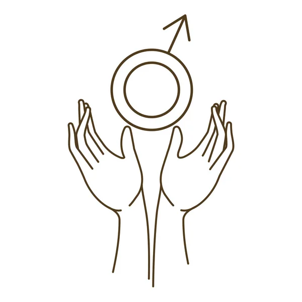 Män symbol med händerna avatar karaktär — Stock vektor