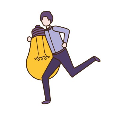 Ampul avatar karakter ile işadamı