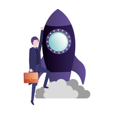roket avatar karakter ile işadamı