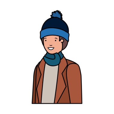 kış giysileri avatar karakter ile genç adam