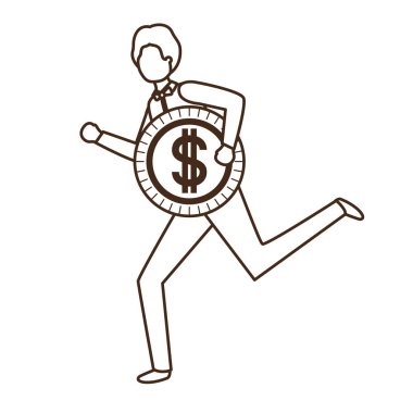 dolar işareti karakter ile işadamı