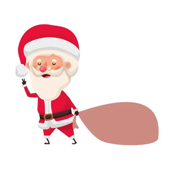 Santa Claus con bolsa de regalos carácter avatar — Archivo Imágenes Vectoriales