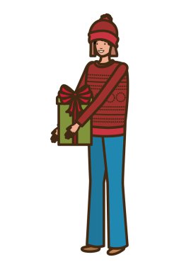 Noel ağacı avatar karakter ile kadın
