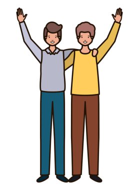 Eller yukarı avatar karakter ile genç erkek