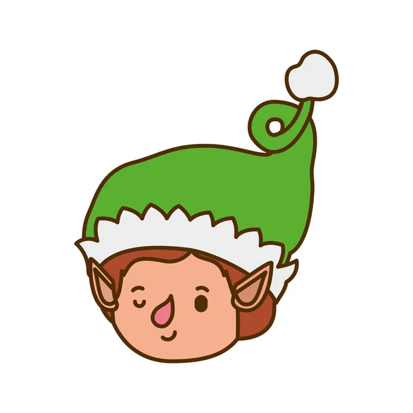 Elf head with hat avatar character — Stock Vector