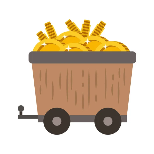 Wagon with bitcoin commerce technology icon — Stock Vector