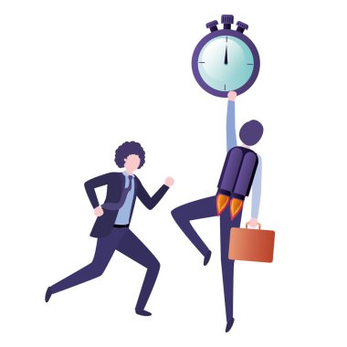 roket ve saat avatar karakter ile işadamları