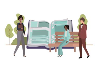 Açık kitap ile insanlar iş grubu