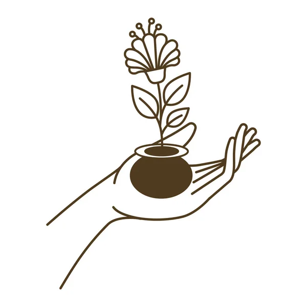 Mano abierta con carácter avatar flor — Vector de stock