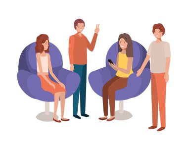 Bir grup insan smartphone kullanarak