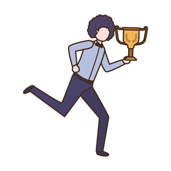 Businessman with trophy avatar character — Stockvector