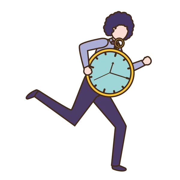 Hombre de negocios con carácter avatar reloj — Vector de stock
