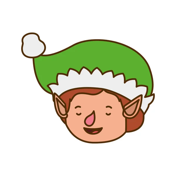 Elf head with hat avatar character — Stock Vector