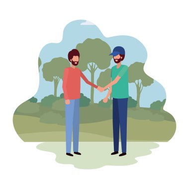 manzara avatar karakter ayakta genç erkekler