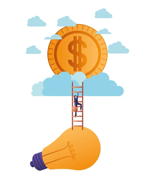 Επιχειρηματίας με χαρακτήρα σκάλας και δολαρίου σύμβολο του avatar — Διανυσματικό Αρχείο