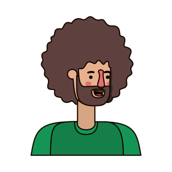 Joven con barba y carácter afro avatar — Archivo Imágenes Vectoriales