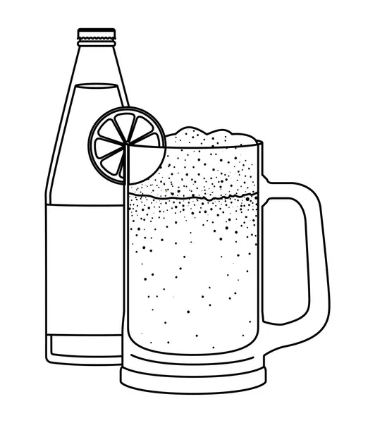 Sklenice pivo s ikonou sklenice — Stockový vektor
