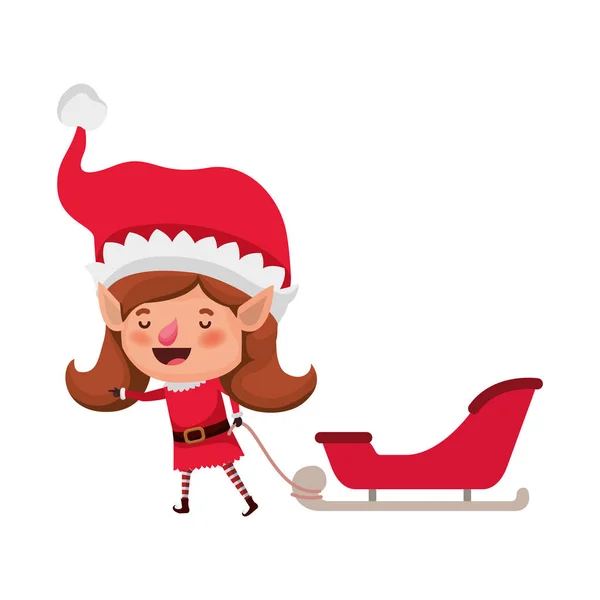 Elves woman with sleigh avatar chatacter — Stock Vector