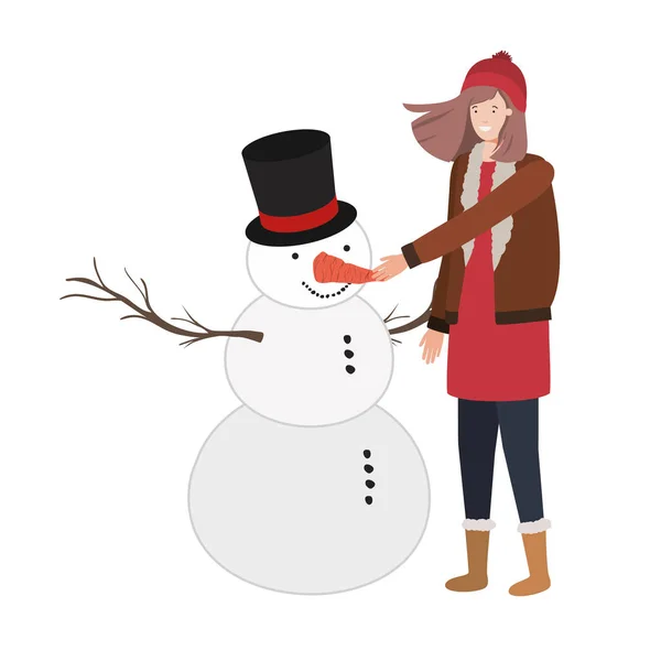 雪だるまアバターキャラクターを持つ女性 — ストックベクタ
