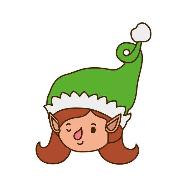 Elf woman head with hat avatar character — Stock Vector