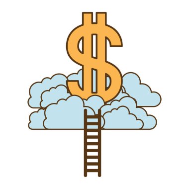 bulutlar ve merdiven ile dolar sembolü