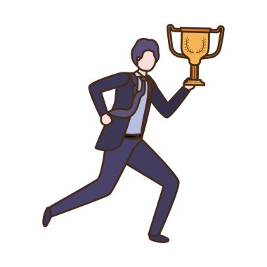 Kupa avatar karakter ile işadamı