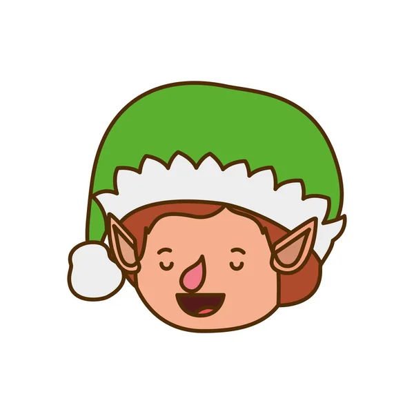 Elves head with hat avatar character — Stock Vector