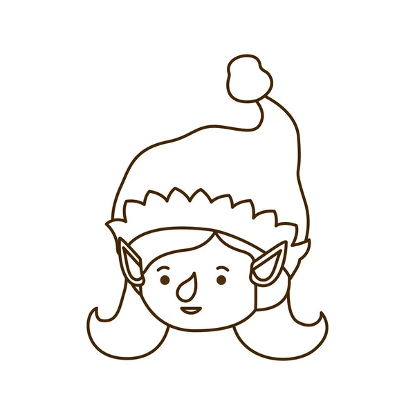 Elf woman head with hat avatar character — Stock Vector