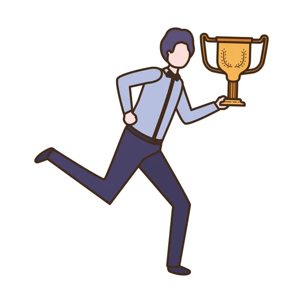 Businessman with trophy avatar character — Stockvector