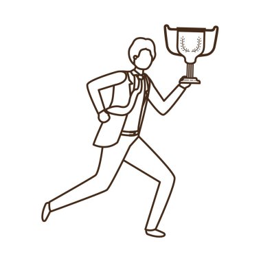 Kupa avatar karakter ile işadamı