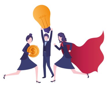 dolar ve ampul ile iş grubu