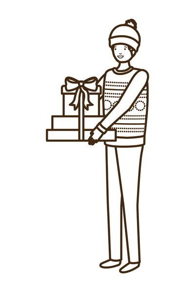 与礼品盒头像字符的人 — 图库矢量图片