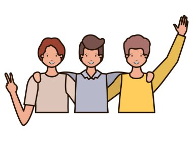 Eller yukarı avatar karakter ile genç erkek