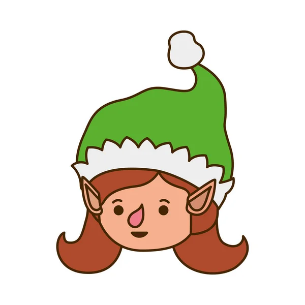 Elf woman head with hat avatar character — Stock Vector