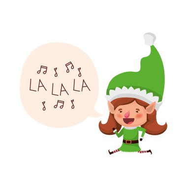 Noel avatar karakter hakkında konuşma balonu ile Elf kadın