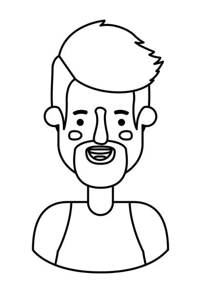 Joven con carácter avatar barba — Vector de stock