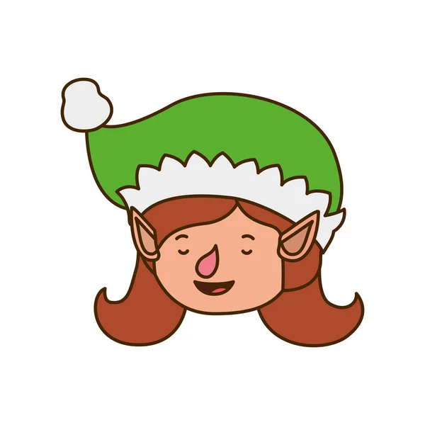 Elf woman head with hat avatar character — Stock Vector