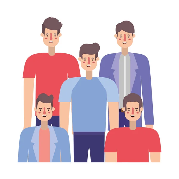 Grupo de personajes de hombres — Vector de stock