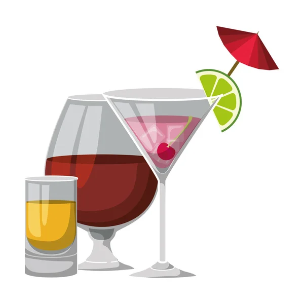 Ensemble tasses cocktails icônes — Image vectorielle