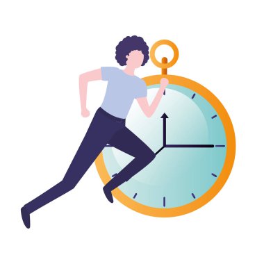 Saat avatar karakter ile işadamı