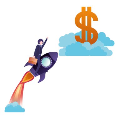 dolar işareti karakter ile işadamı