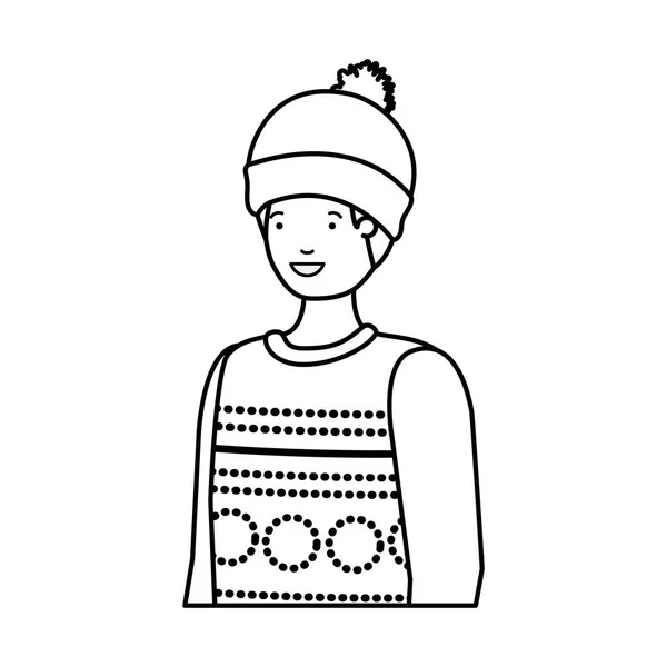 Jovem com roupas de inverno caráter avatar —  Vetores de Stock