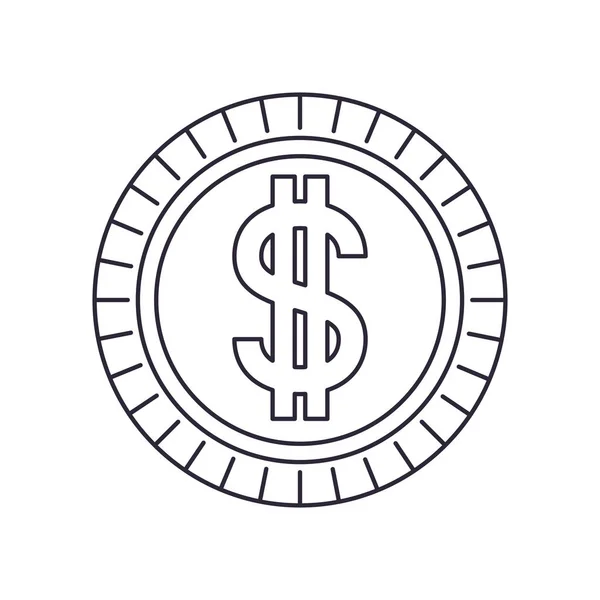 Moeda com símbolo de dólar ícone isolado — Vetor de Stock