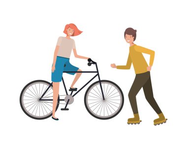 Genç çift spor karakterleri pratik