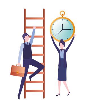 merdiven ve saat avatar karakter ile iş çift