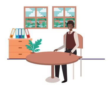 pencere ile manzara görünüm ile işadamı oturan