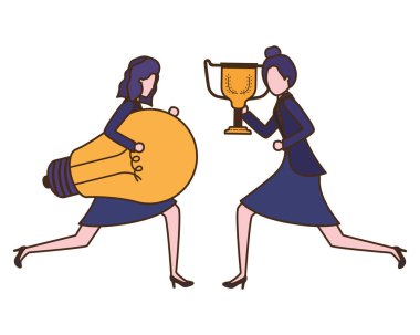 kupa ve ampul karakteri ile işkadınları