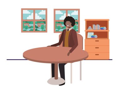 pencere ile manzara görünüm ile işadamı oturan